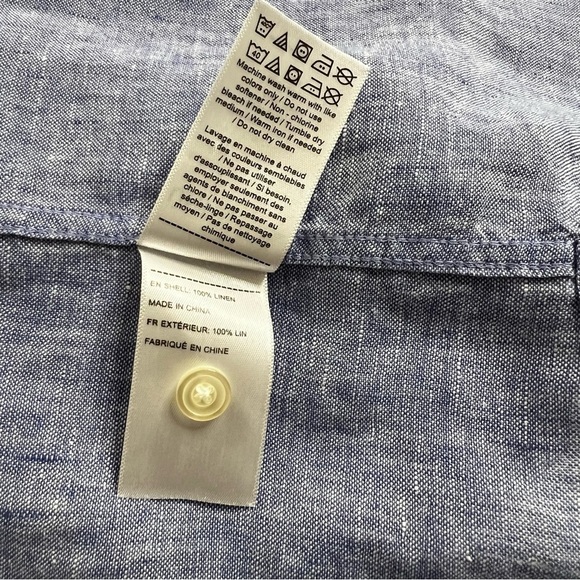 Untuckit Linen Shirt Size Large Heather Blue Classic Fit wrinkle Resistant - Picture 6 of 9